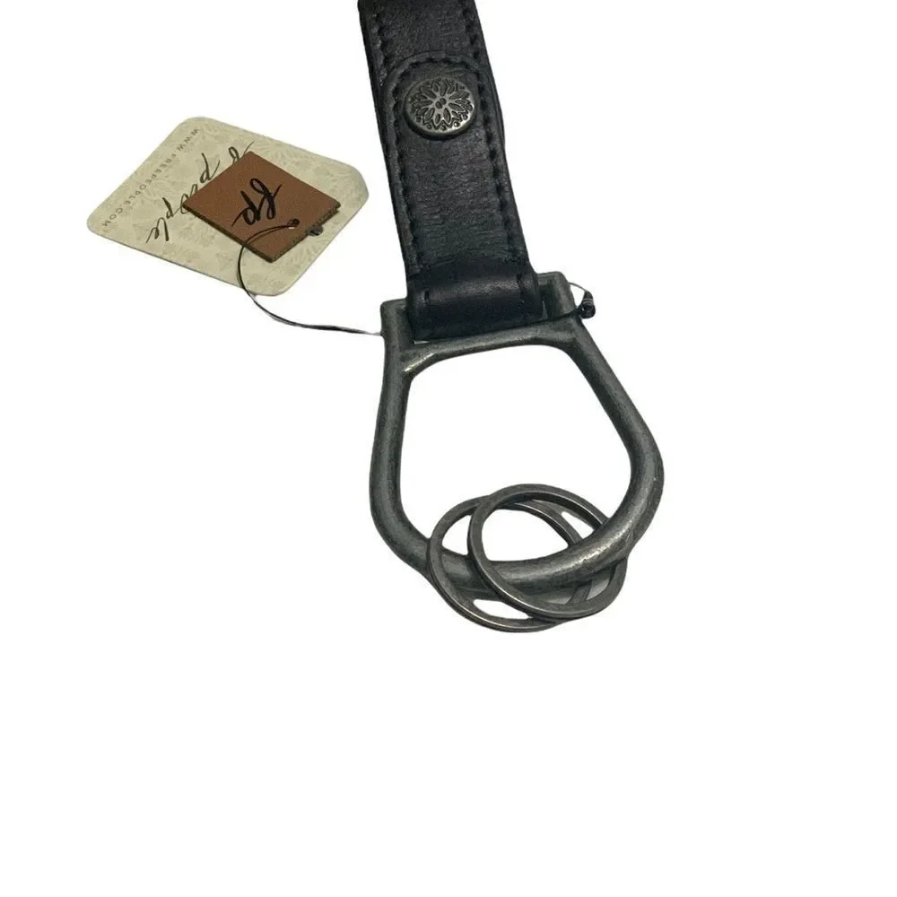 Free People We The Free Derby Black Leather Keyring